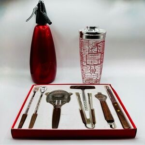 Vintage 1960s Mad Men Style Bar Cart Cocktail Set